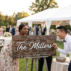 Personalized Wedding Guest Book Alternative - 3D Custom Last Name Wood Sign - Rustic Reception Decor - Wooden Signature Board for Couple