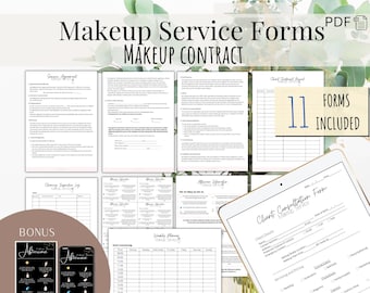 PDF Makeup Service Contract Template - Makeup Service Form, Makeup Artist Form, MUA Contract, Freelance Makeup Artist Bridal Makeup Contract
