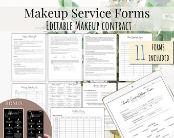 Makeup Service Contract Template - Makeup Service Form, Makeup Artist Form, MUA Contract, Freelance Makeup Artist Bridal Makeup Contract