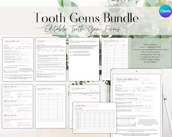 Tooth Gem Consent Form, Tooth Gem Waiver, Tooth Gem Aftercare, Teeth Jewelry, Consultation, Weekly Planner Bundle, Editable