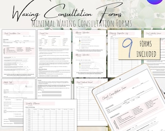 Editable Waxing Consultation Form Bundle, Waxing Consent Forms, Aftercare Form, Waxing Client Information Forms, Professional Design