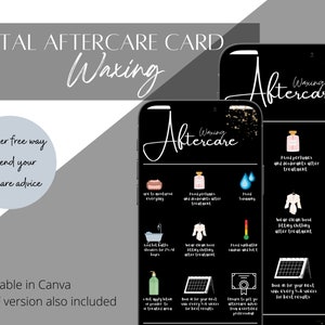 Waxing Aftercare Cards, Digital, Waxing Aftercare Advice, Sugaring Aftercare cards Canva