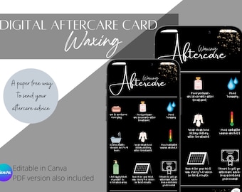 Waxing Aftercare Cards, Digital, Waxing Aftercare Advice, Sugaring Aftercare cards Canva