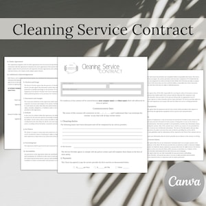 Cleaning services agreement, Cleaning services contract, Residential cleaning agreements, Commercial Janitorial Contract, Editable, Canva