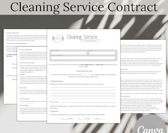 清掃サービス契約、清掃サービス契約、住宅清掃契約、商業清掃契約、編集可能、Canva