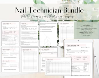 PDF Formulario de consulta de uñas, formulario de técnico de uñas, formulario de admisión de clientes, manicura, pedicura, salón y spa