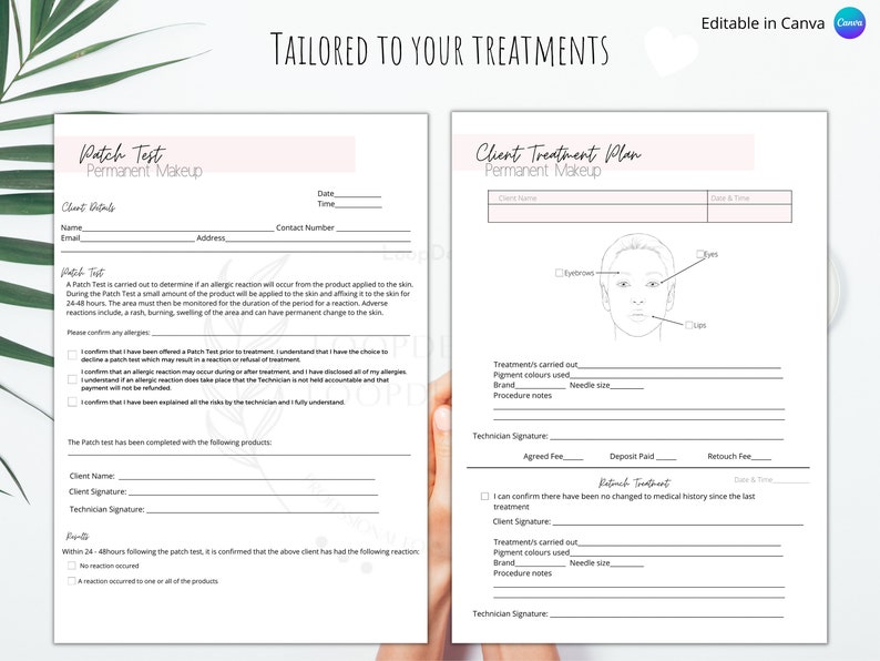 Editable Permanent Makeup Template Consent Forms - Etsy