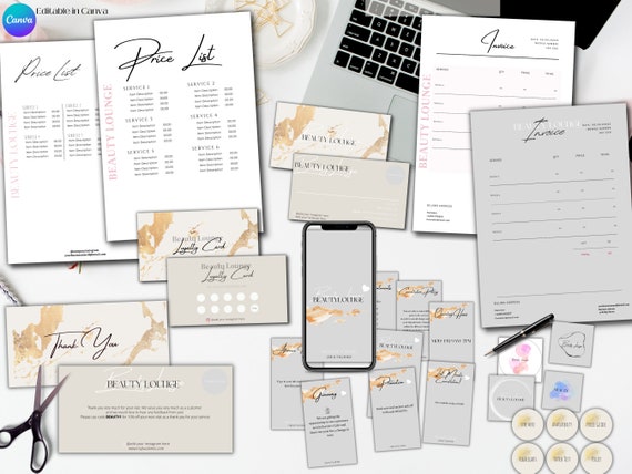 MIL Branding Kit Set Bundle Templates, Printable, Editable, Digital, Price List Lash, Brow, Nails Business, Beauty Salon Social, Minimal