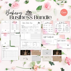 Bakery Business Forms Bundle, bearbeitbare Canva-Vorlage, Rechnungsvorlage, Kuchenbestellformular, Kuchenbestellverfolgung, Geschäftsformulare für Bäcker.