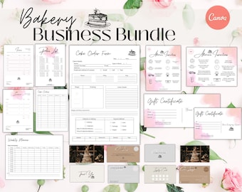 Bakery Business Forms Bundle, Editable Canva Template, Invoice Template, Cake Order Form, Cake Order Tracker, Business Forms for Bakers.