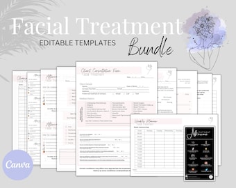 Facial Treatment Forms - Editable Esthetician Templates, Printable Skincare Consent Forms, Beauty Salon Forms, Facial Consultation Form