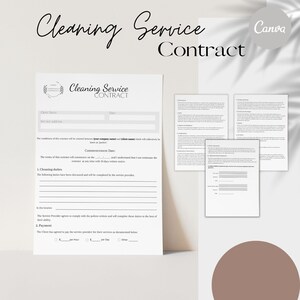 Cleaning services agreement, Cleaning services contract, Residential cleaning agreements, Commercial Janitorial Contract, Editable, Canva