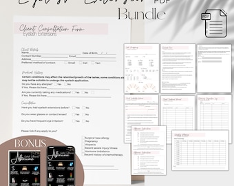 PDF Eyelash Consultation Form, Consent Form, Patch Test, Photo Video Release, Lash Mapping, Instant Download