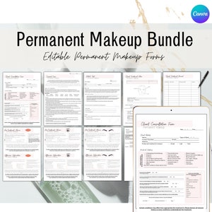 Editable Permanent Makeup Template, Consent Forms, Micropigmentation Consultation, Microblading Forms, Beauty Forms, Eyeliner, Lips, PMU