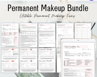 Editable Permanent Makeup Template, Consent Forms, Micropigmentation Consultation, Microblading Forms, Beauty Forms, Eyeliner, Lips, PMU