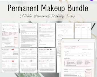 Editable Permanent Makeup Template, Consent Forms, Micropigmentation Consultation, Microblading Forms, Beauty Forms, Eyeliner, Lips, PMU