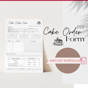 PDF Tortenbestellformular, druckbares Kuchenbestellformular, Cookie-Bestellformular, kleine Geschäftsformulare, Geschäftsvorlagen, Sofortiger Download