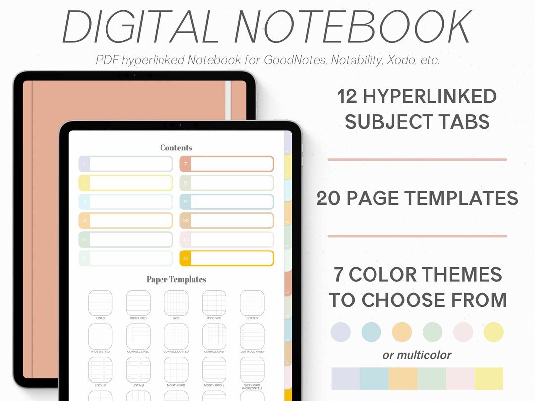 12 Tab Digital Notebook für iPad und Android, Goodnotes Digital ...
