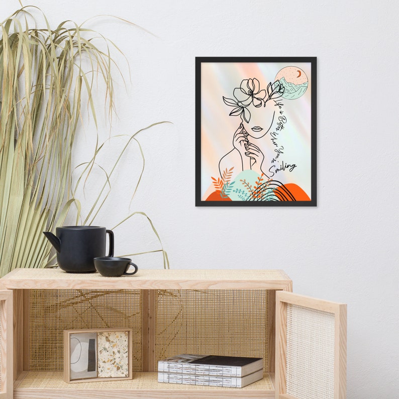 Boho Line Art. Mid Century Modern Wall Print, Digital File. Woman