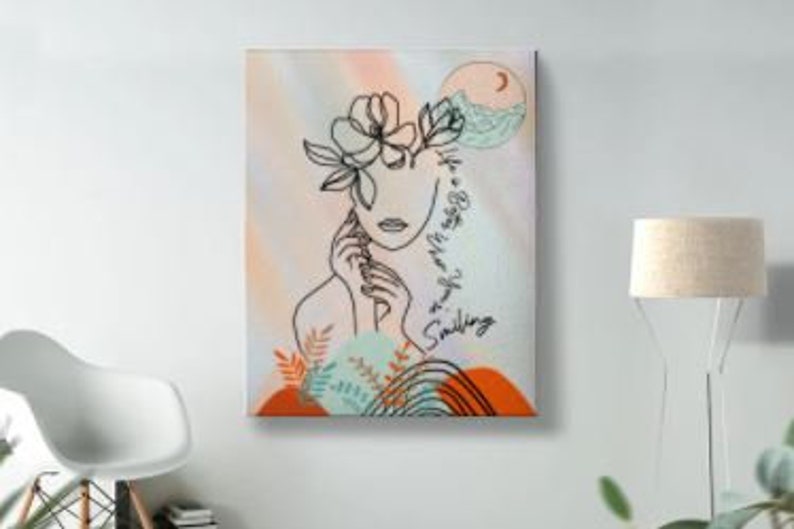 Boho Line Art. Mid Century Modern Wall Print Digital File. Etsy