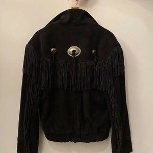Black Leather Jacket, Western Fringe Jacket, Tassel Jacket Vintage ...