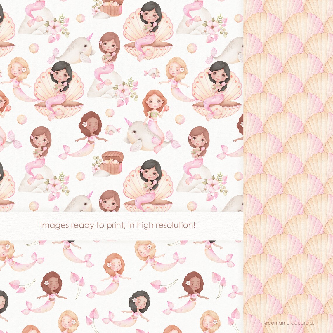 Mermaids Watercolor Clipart Decor Art Printable Art - Etsy