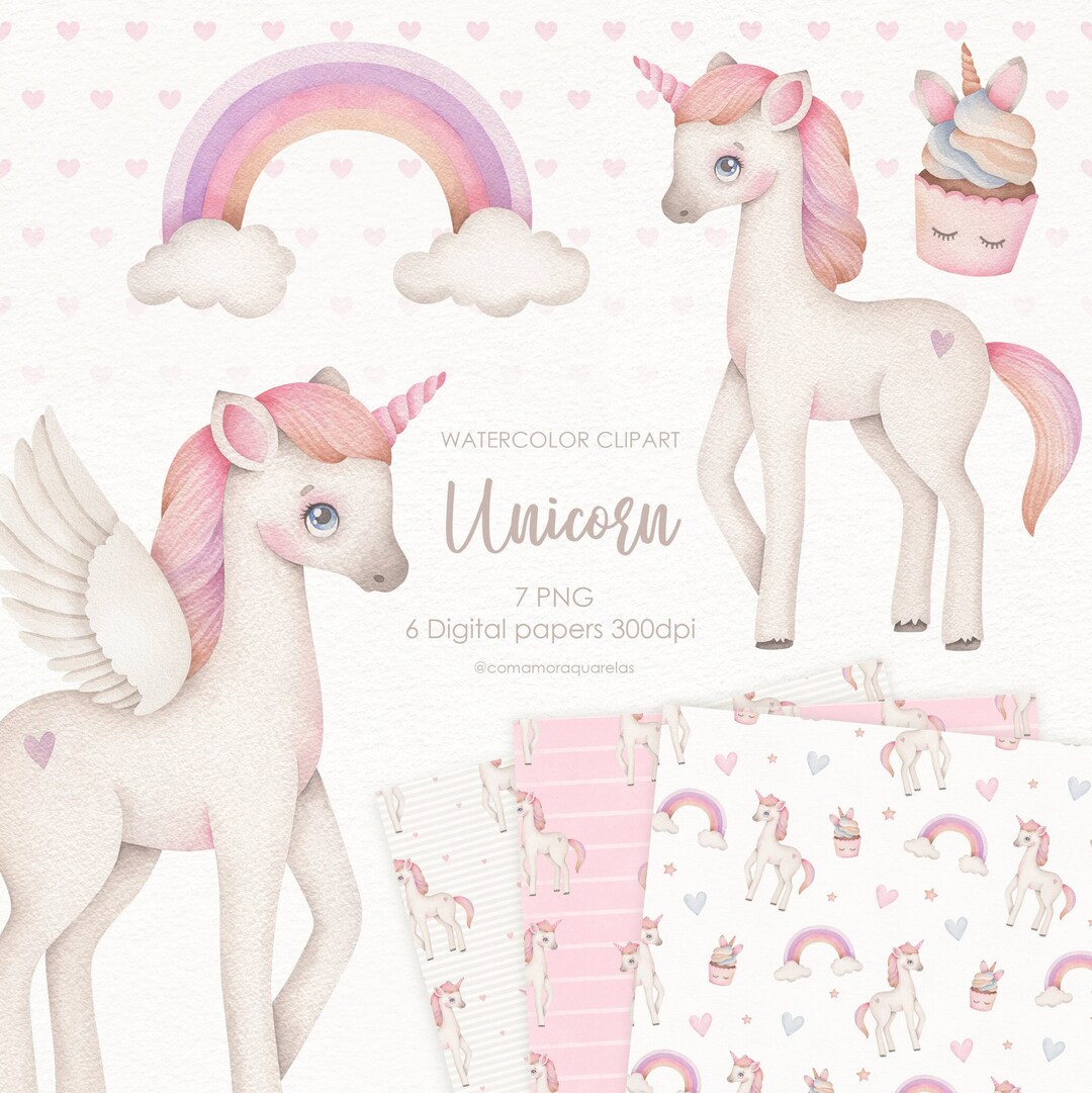 Unicorn Watercolor Clipart, Decor Art, Printable Art, Wallpaper ...