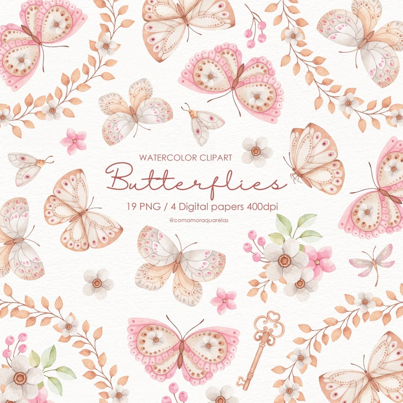 Butterflies Watercolor Clipart Decor Art Printable Art Etsy