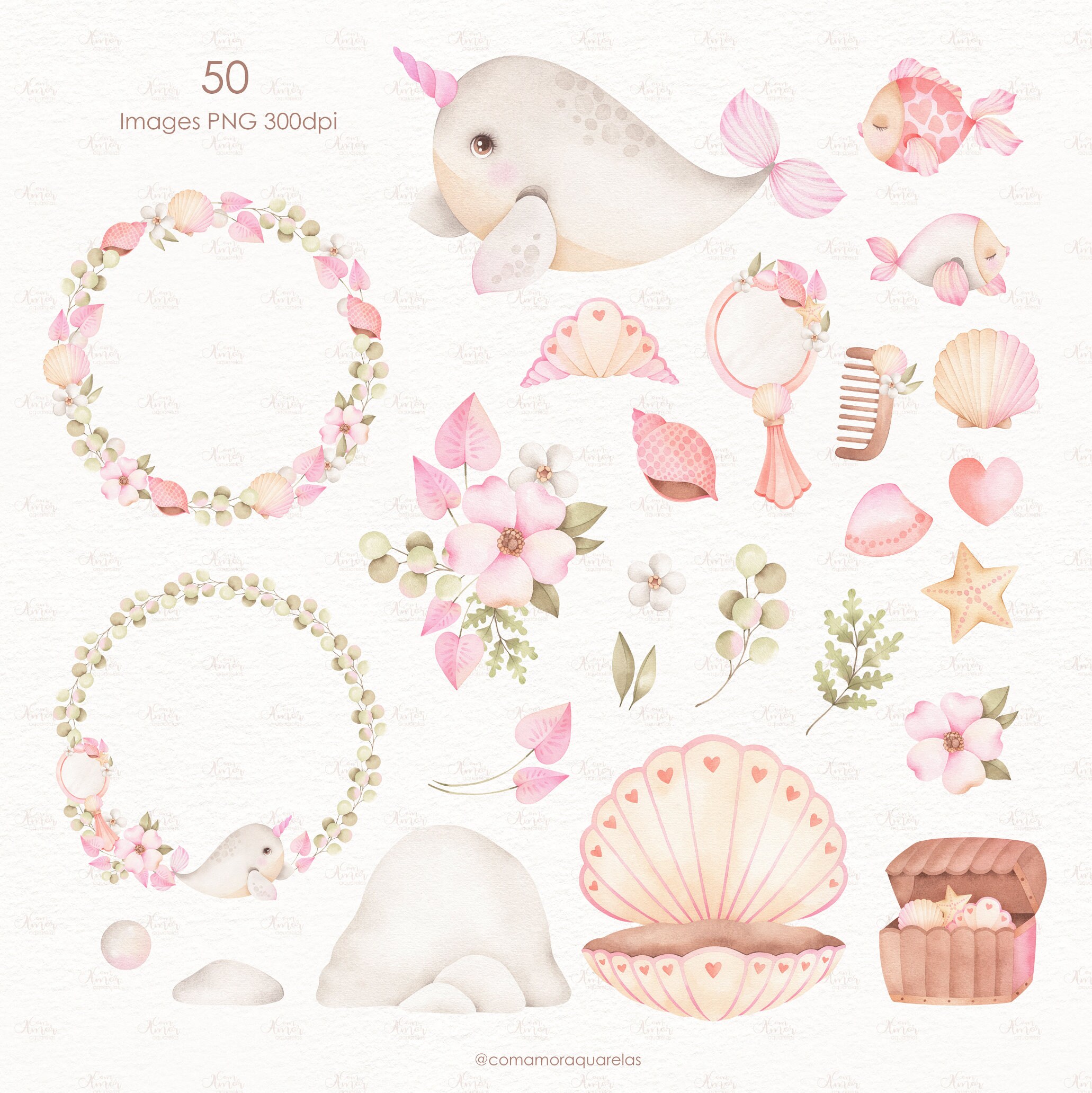 Mermaids Watercolor Clipart Decor Art Printable Art - Etsy
