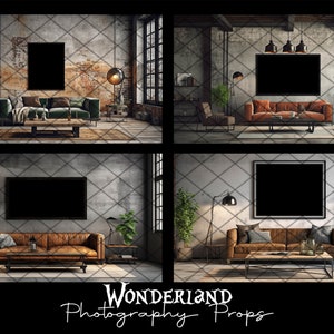 MOCK UP PNG Wall Art Industrial Living Room - Collection I - Digital Effect For Photography - Png Files