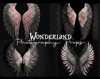 FANTASY PINK & WHITE Angel Wings - Collection I - Digital Photography Backdrop - Jpeg Files