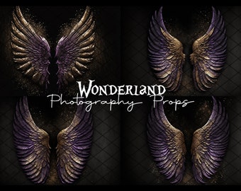 BLACK & PLUM Angel Wings - Collection I - Digital Photography Backdrop - Jpeg Files