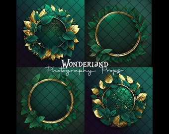 EMERALD & GOLD Precious Ornaments - Collection I - Digital Photography Backdrop - Jpeg Files