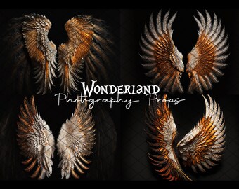 GOLD & ORANGE Angel Wings - Collection I - Digital Photography Backdrop - Jpeg Files