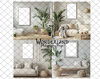 MOCK UP PNG Wall Art Vegetal Living Room - Collection I -  Digital Effect For Photography - Png Files