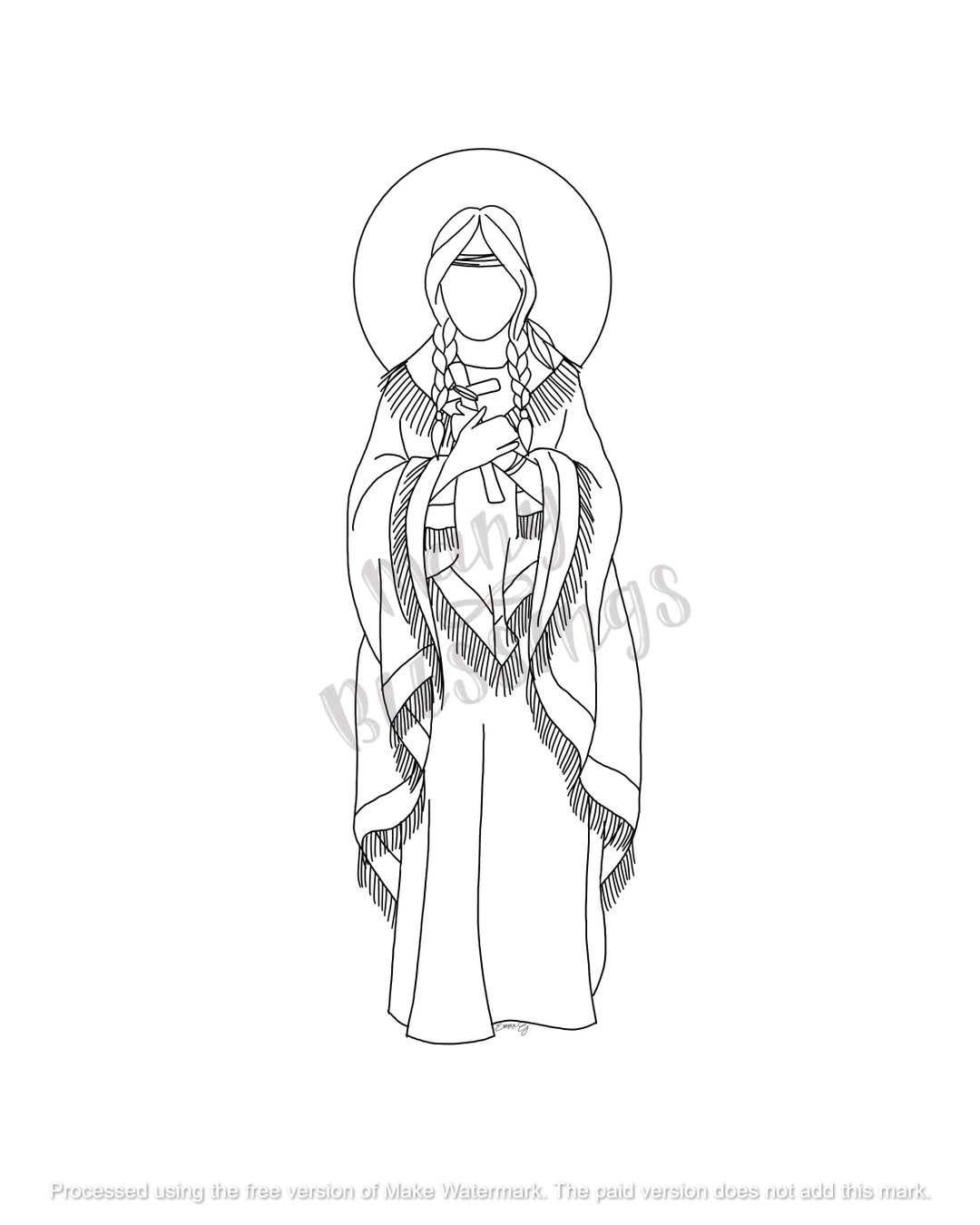 Saint Kateri Tekakwitha Coloring Page Etsy