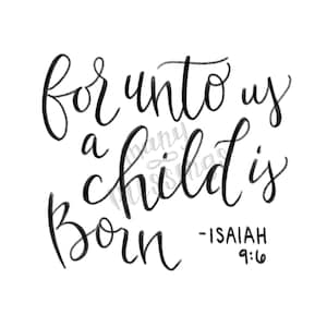 Pour nous, un enfant est né | Ensemble horizontal et vertical à deux | d’impression Catholique Christian Religious Advent Christmas Art Print