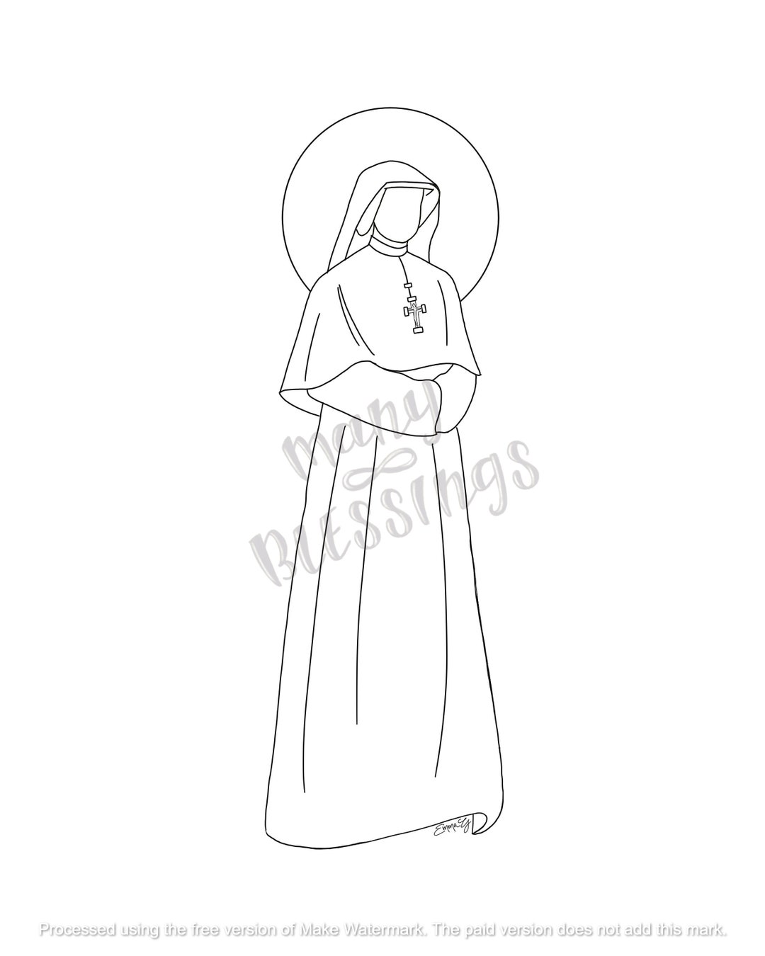 Saint Faustina Kowalska Coloring Page Etsy Canada