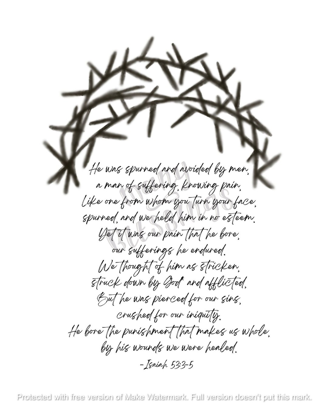 By His Wounds | Isaiah 53:3-5 | Catholic Christian Lent Art Print - Etsy