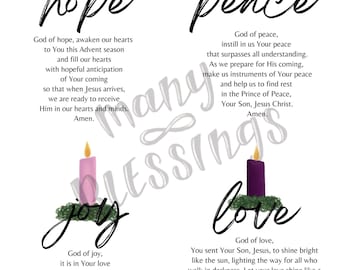 Advent Wreath Prayers | Four Print Bundle | Catholic Christian Religious Advent Christmas Art Prints