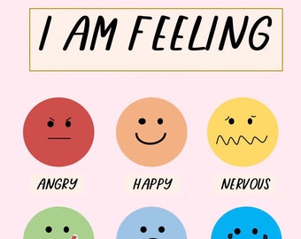 Emotion poster and cards to print, display, use in a classroom