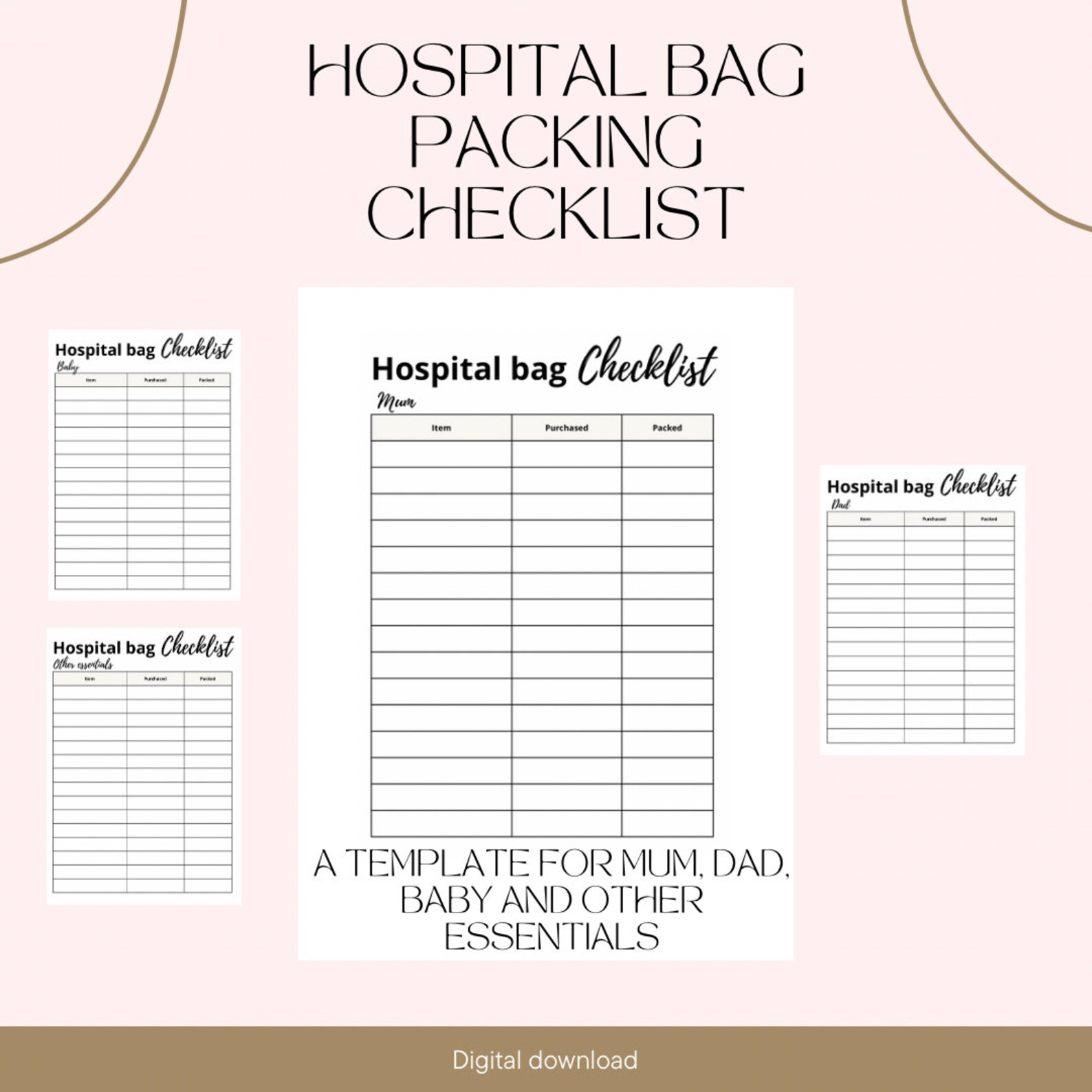 Hospital Bag Packing Checklist Bundle Etsy
