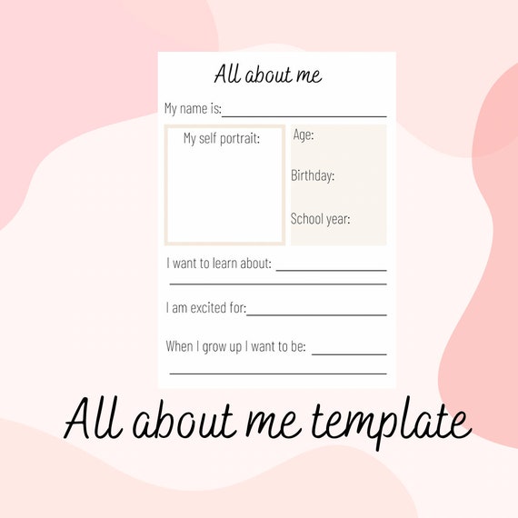All About Me Template Etsy All About Me Template Etsy
