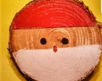 Handmade Wood Slice Santa Claus