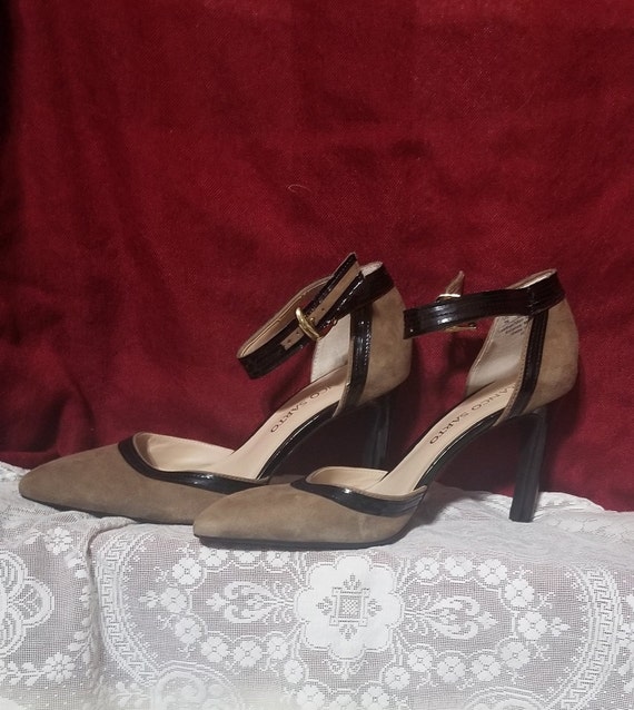 Franco Sarto Ankle Strap Suede Pumps