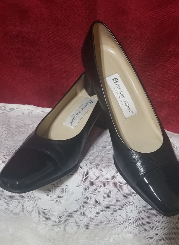 Etienne Aigner Classic Black Leather Pumps - image 1