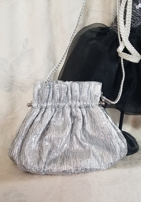 Silver Money Pouch Style Evening Bag - image 1