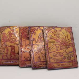 Tarot Coasters, Set of 4 Chameleon Color with Pink Accent