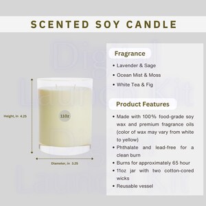 Candle Size Guide I Soy Candle Size Chart I Candle Size Chart Mockup I 9oz Candle Mockup I Scented Candle I Scented Soy Candle I Printables