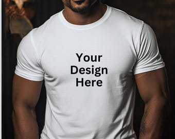 Maqueta de camiseta blanca Bella Canvas: Modelo de camiseta para hombre (descarga digital)